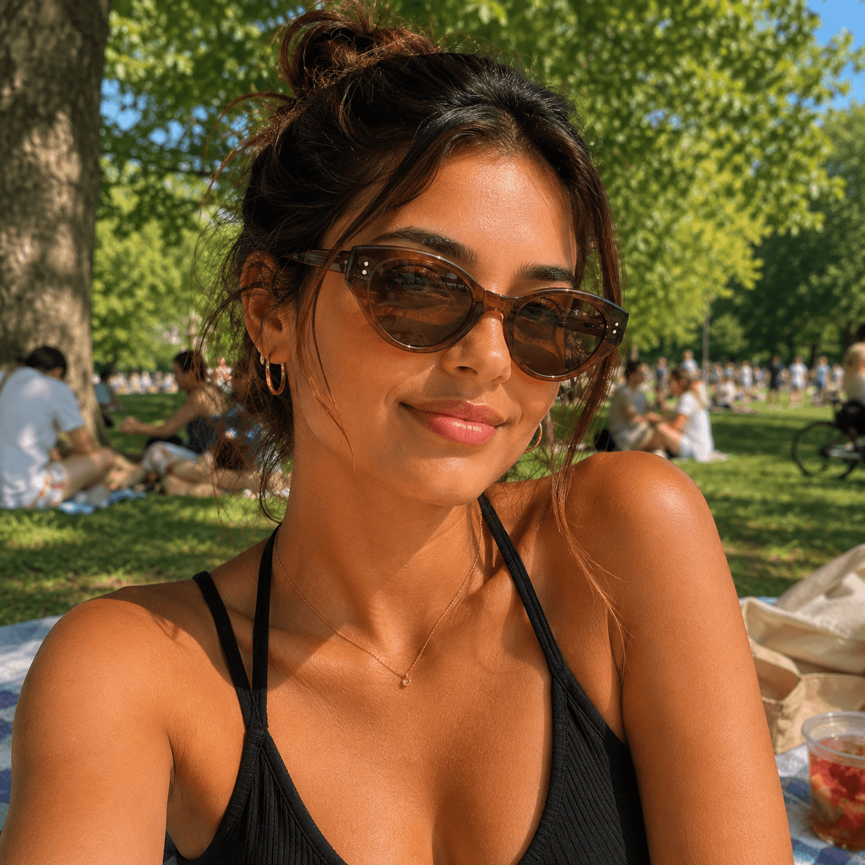 Sunglasses with a Beautiful & On Trend Oval Brown Frame. UV400. Polarized.